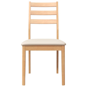 vidaXL Sedie da Pranzo con Cuscini 2 pz Naturale Legno Massello Hevea