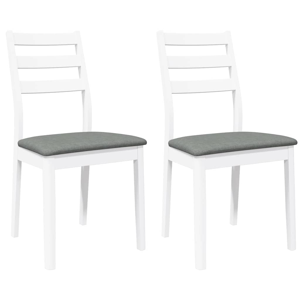 Sedie da Pranzo con Cuscini 2 pz Bianco Legno Massello di Hevea 4102519