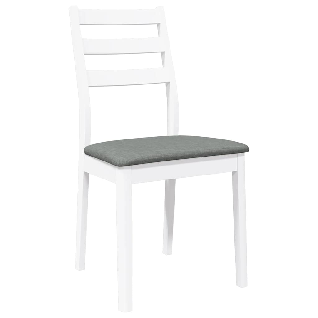 Sedie da Pranzo con Cuscini 2 pz Bianco Legno Massello di Hevea 4102519
