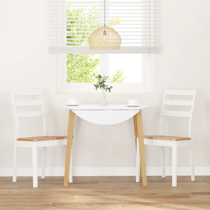 Sedie da Pranzo 2 pz Bianche in Legno Massello di Hevea 4102520