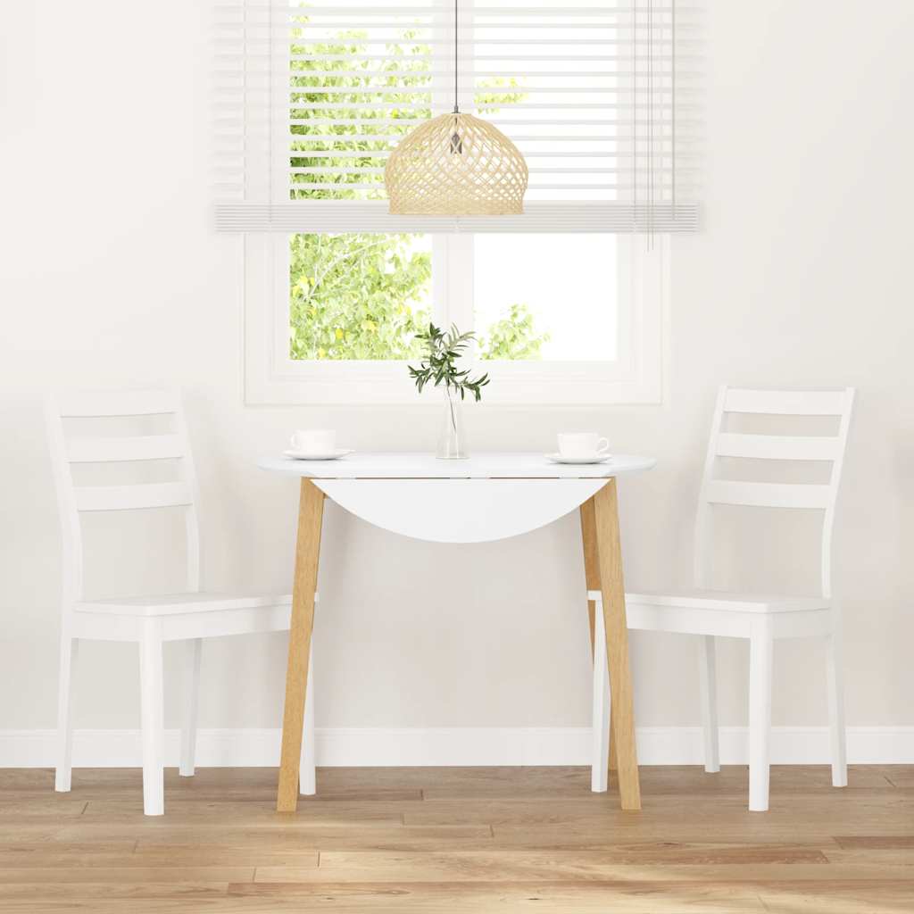 vidaXL Sedie da Pranzo 2 pz Bianche in Legno Massello di Hevea