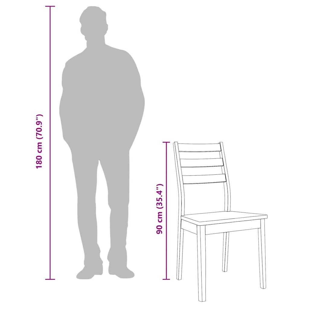 Sedie da Pranzo 2 pz Bianche in Legno Massello di Hevea 4102521