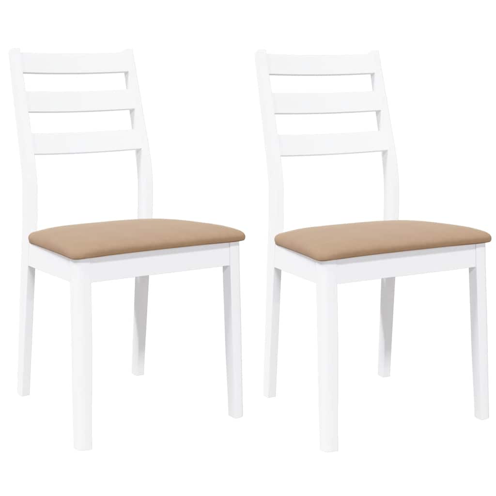 Sedie da Pranzo con Cuscini 2 pz Bianco Legno Massello di Hevea 4102522