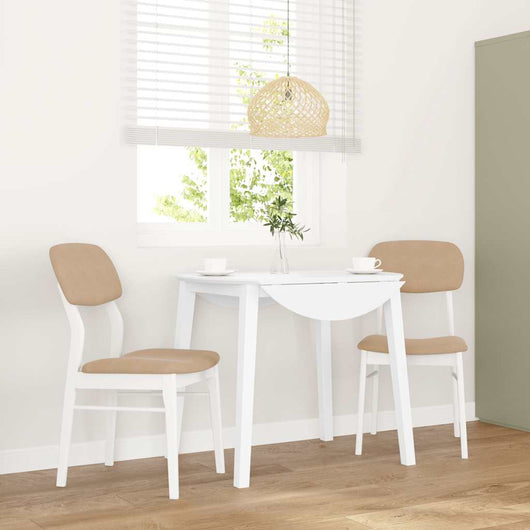 Sedie da Pranzo con Cuscini 2 pz Bianco Legno Massello di Hevea