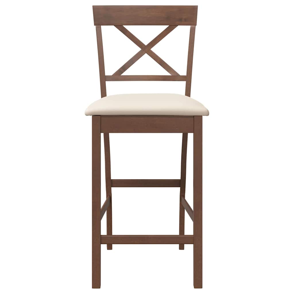 Sgabelli da Bar con Cuscini 2pz Marrone Legno Massello di Hevea