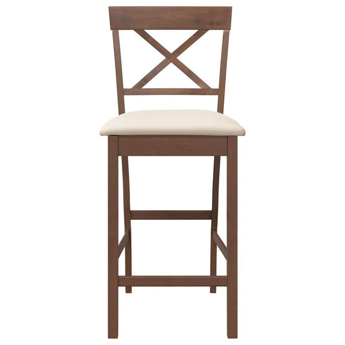 Sgabelli da Bar con Cuscini 2pz Marrone Legno Massello di Hevea