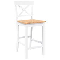 Sgabelli da Bar 2 pz Bianchi in Legno Massello di Hevea