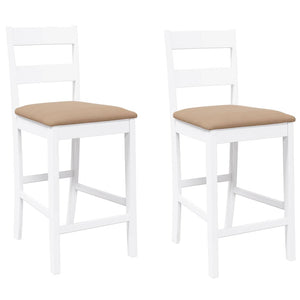 Sgabelli da Bar con Cuscini 2 pz Bianco Legno Massello di Hevea 4102562