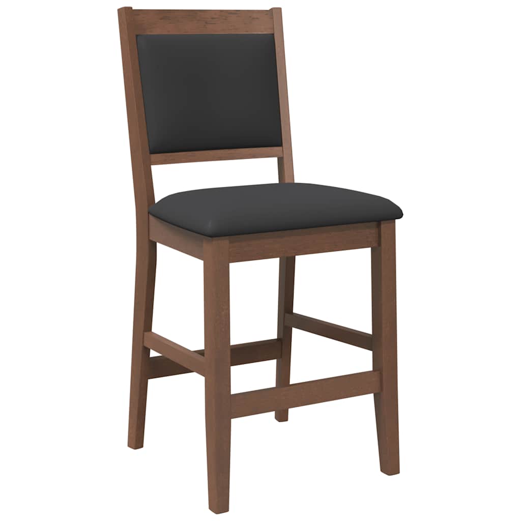 Sgabelli da Bar con Cuscini 2pz Marrone Legno Massello di Hevea