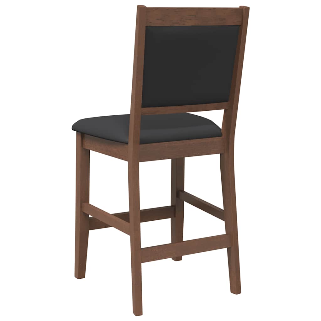 Sgabelli da Bar con Cuscini 2pz Marrone Legno Massello di Hevea