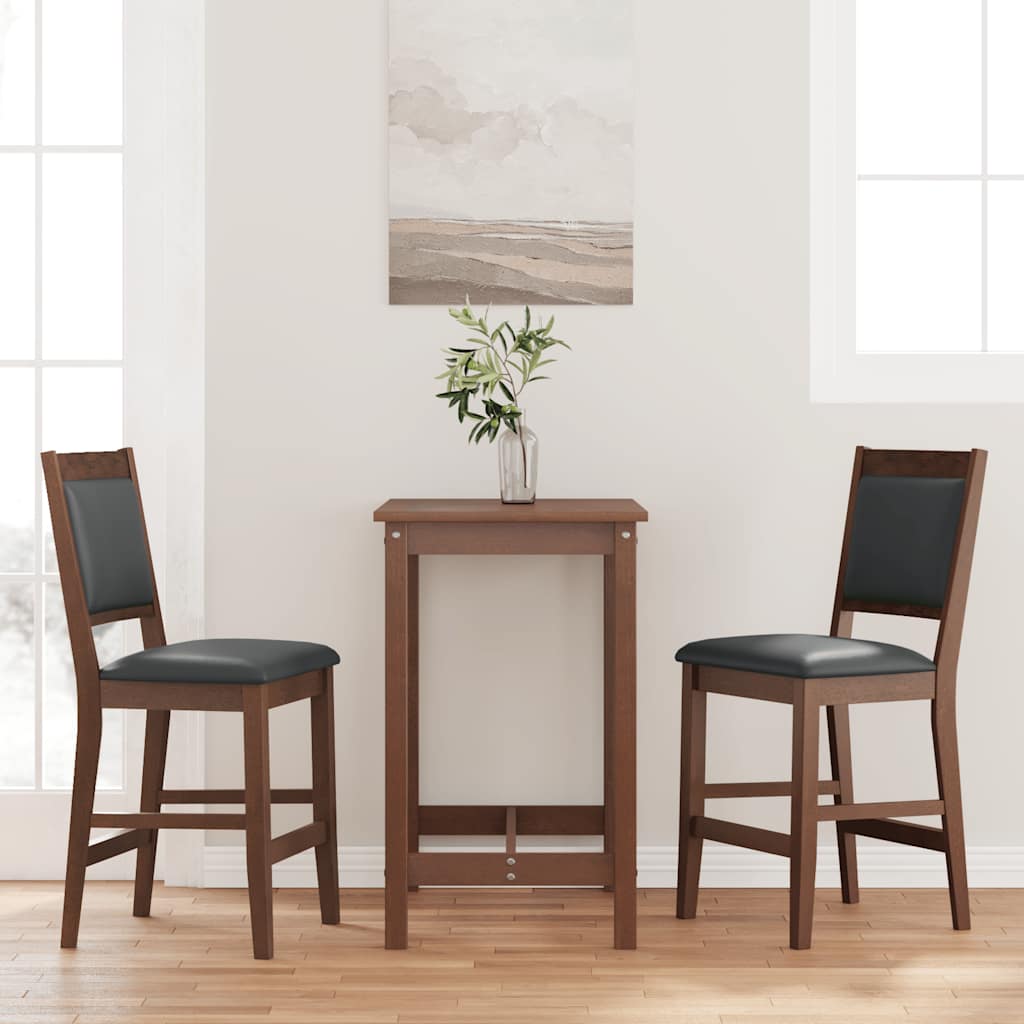 Sgabelli da Bar con Cuscini 2pz Marrone Legno Massello di Hevea