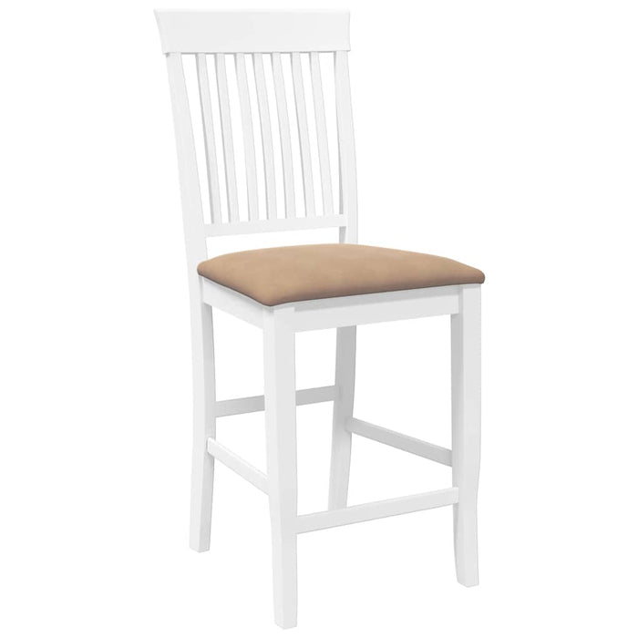 Sgabelli da Bar con Cuscini 2 pz Bianco Legno Massello di Hevea 4102575