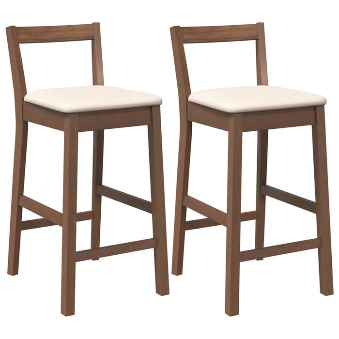 Sgabelli da Bar con Cuscini 2pz Marrone Legno Massello di Hevea 4102584