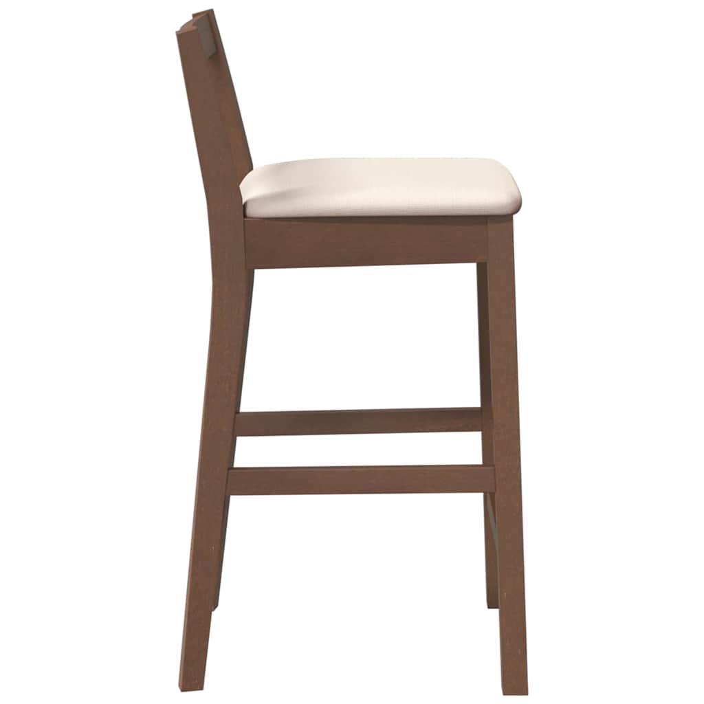Sgabelli da Bar con Cuscini 2pz Marrone Legno Massello di Hevea 4102584