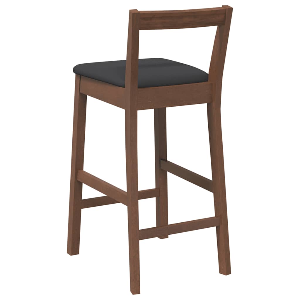 Sgabelli da Bar con Cuscini 2pz Marrone Legno Massello di Hevea 4102585