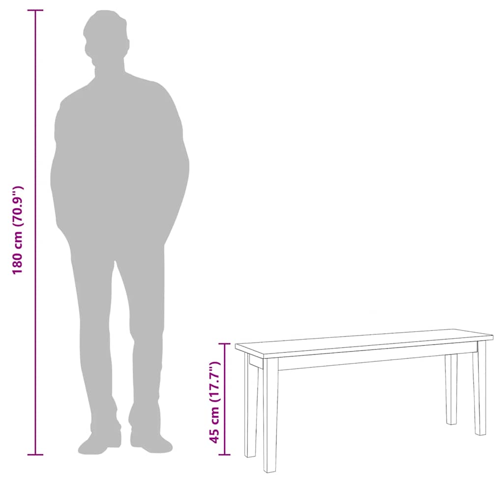 Panca 110 cm in Legno Massello di Hevea 4102604