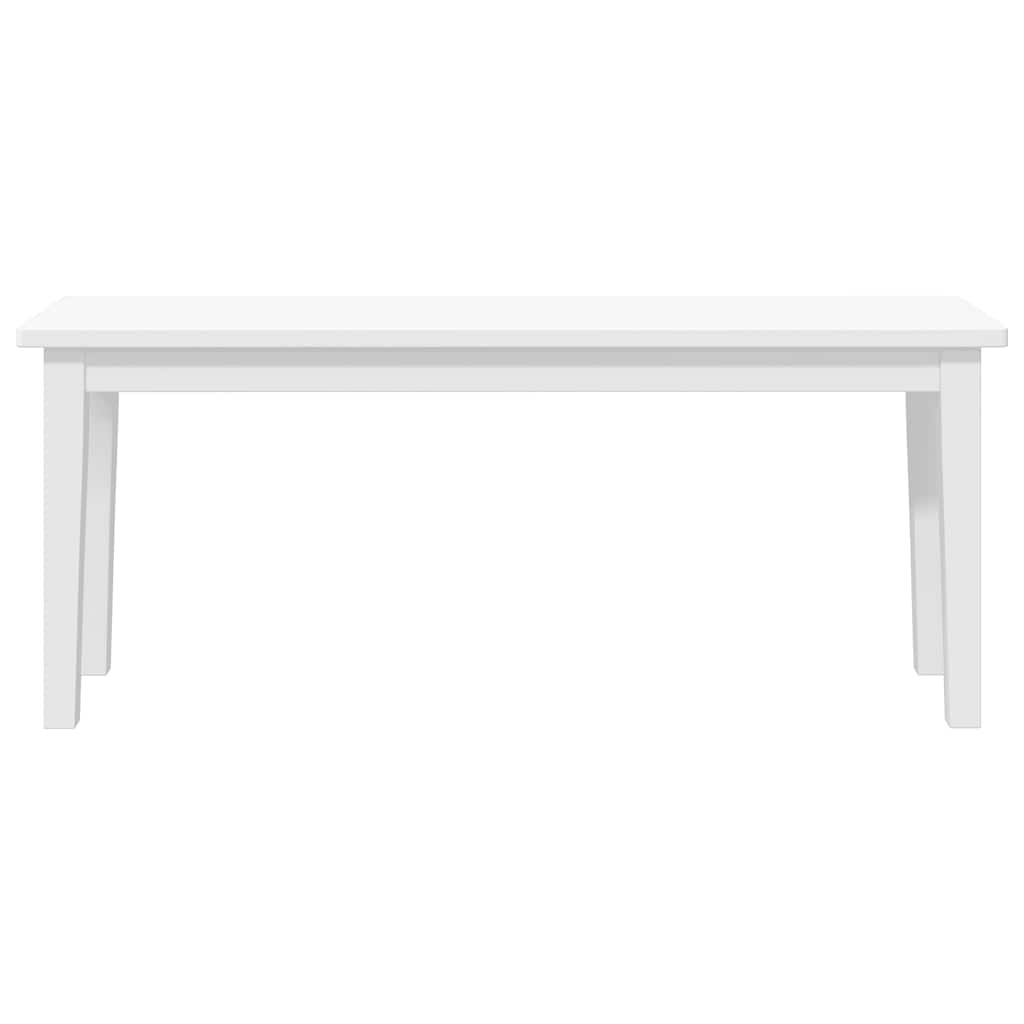Panca 110 cm Bianco in Legno Massello di Hevea