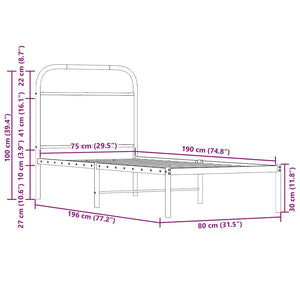 Giroletto senza Materasso-Struttura Letto Rovere Fumo 75x190 cm in Truciolato 244677