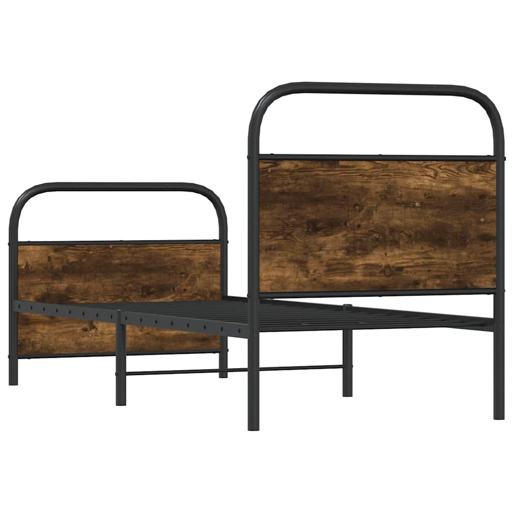 Giroletto senza Materasso-Struttura Letto Rovere Fumo 75x190 cm in Truciolato 152822