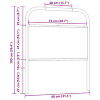 Testiera Rovere Fumo 75 cm in Acciaio e Legno Multistrato 4100235