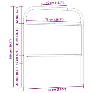 Testiera Rovere Fumo 75 cm in Acciaio e Legno Multistrato 4100235
