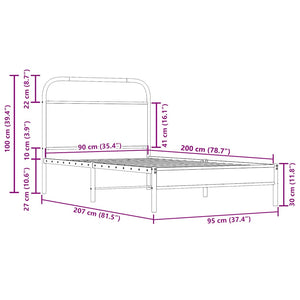 Giroletto senza Materasso-Struttura Letto Rovere Fumo 90x200 cm in Truciolato 674133