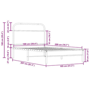 Giroletto senza Materasso-Struttura Letto Rovere Fumo 100x200 cm in Truciolato 936385