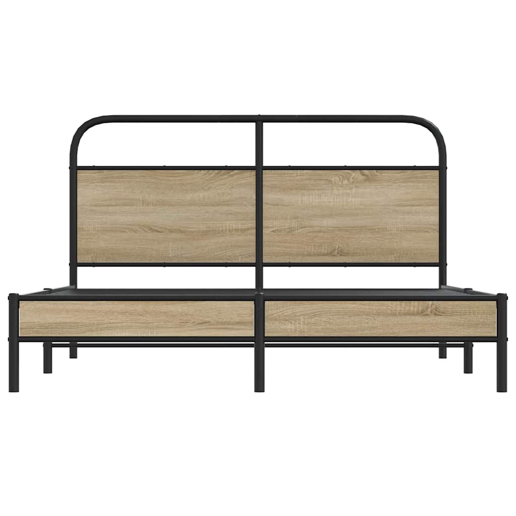 vidaXL Giroletto senza Materasso Rovere Fumo 160x200 cm in Truciolato