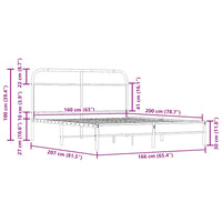 Giroletto senza Materasso-Struttura Letto Rovere Fumo 160x200 cm in Truciolato 476522