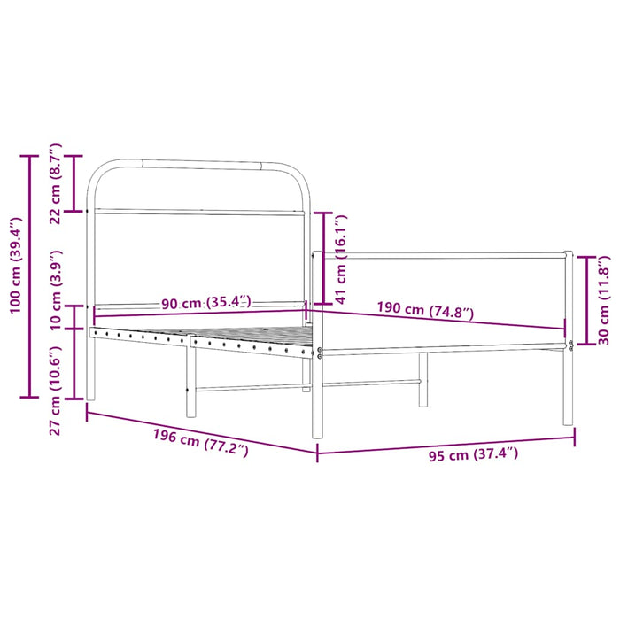 Giroletto senza Materasso-Struttura Letto Rovere Sonoma 90x190 cm in Truciolato 886558