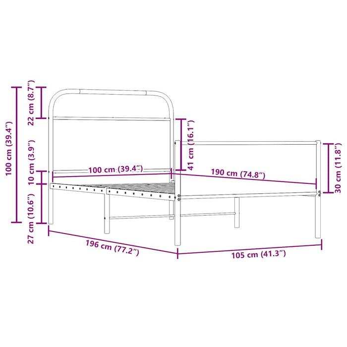vidaXL Giroletto senza Materasso Rovere Sonoma 100x190cm in Truciolato
