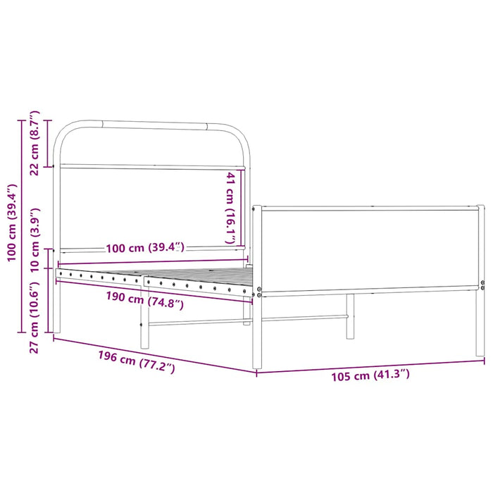 vidaXL Giroletto senza Materasso Rovere Sonoma 100x190cm in Truciolato