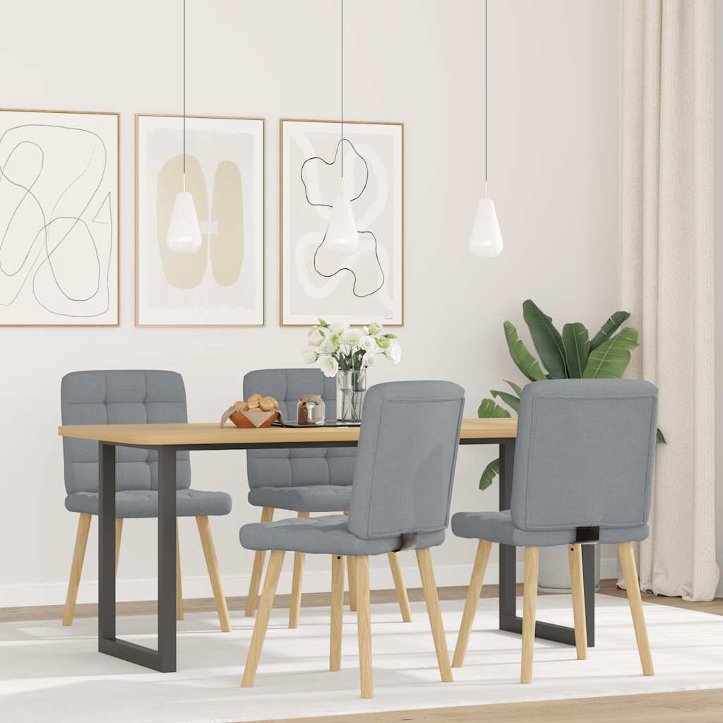 Sedie da Pranzo 4 pz Grigio Chiaro in Tessuto