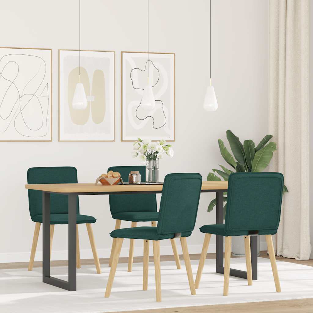 Sedie da Pranzo 4 pz in Tessuto Verde Scuro 3315325