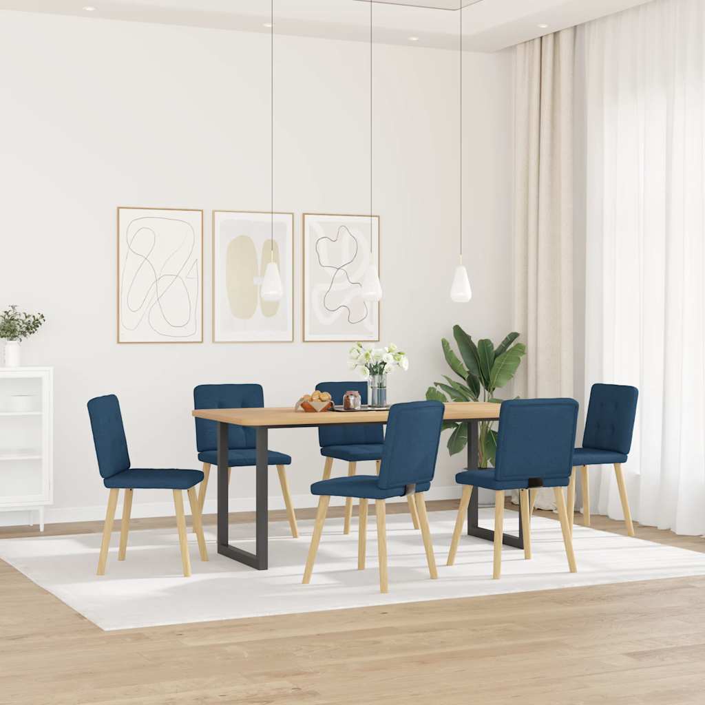 vidaXL Sedie da Pranzo 6 pz Blu in Tessuto