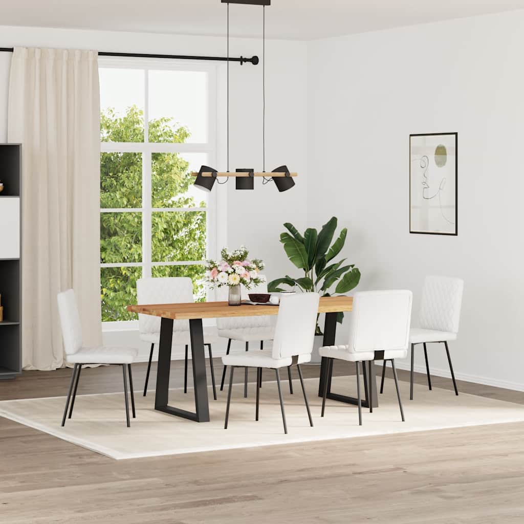 Sedie da Pranzo 6 pz Bianche in Similpelle 3315489