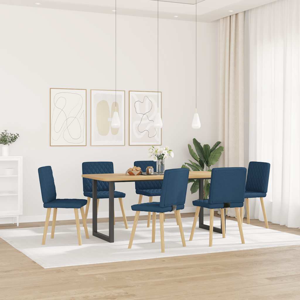 Sedie da Pranzo 6 pz Blu in Tessuto 3315499
