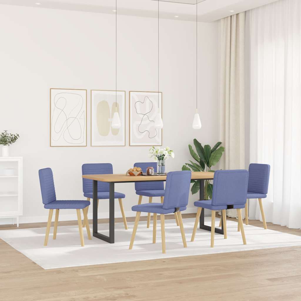 Sedie da Pranzo 6 pz Blu Jeans in Tessuto