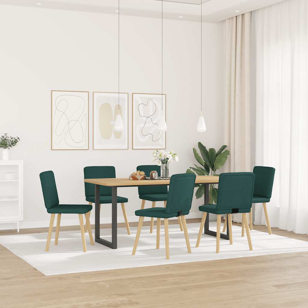 Sedie da Pranzo 6 pz Verde Scuro in Tessuto 3315572