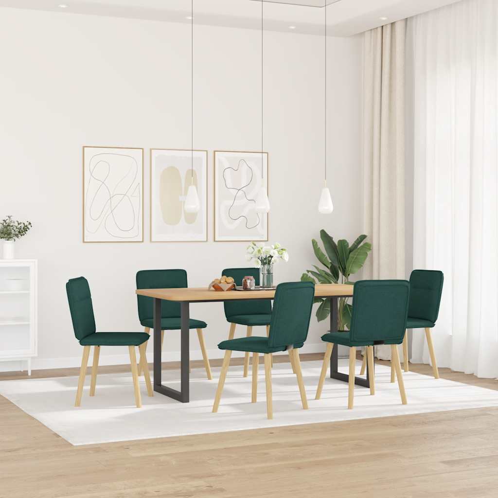 vidaXL Sedie da Pranzo 6 pz Verde Scuro in Tessuto