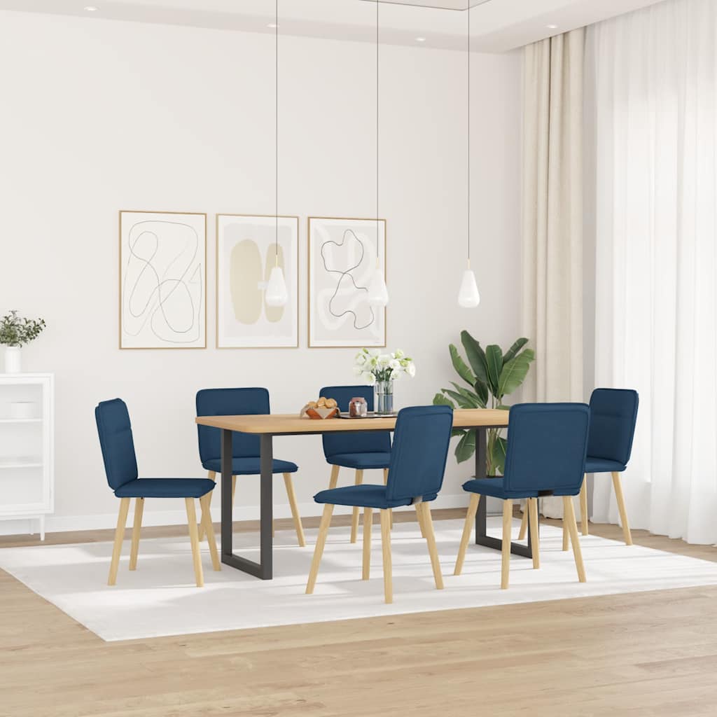 Sedie da Pranzo 6 pz Blu in Tessuto 3315598