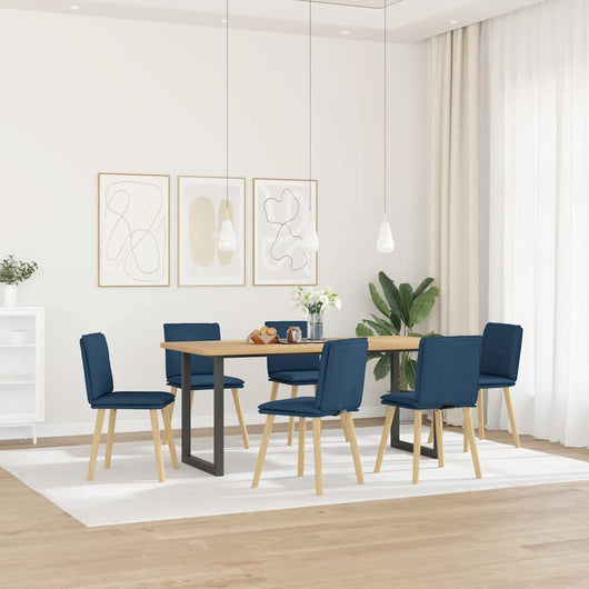 vidaXL Sedie da Pranzo 6 pz Blu in Tessuto