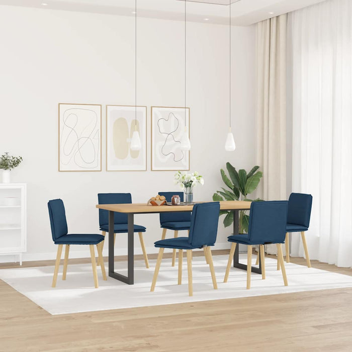 vidaXL Sedie da Pranzo 6 pz Blu in Tessuto