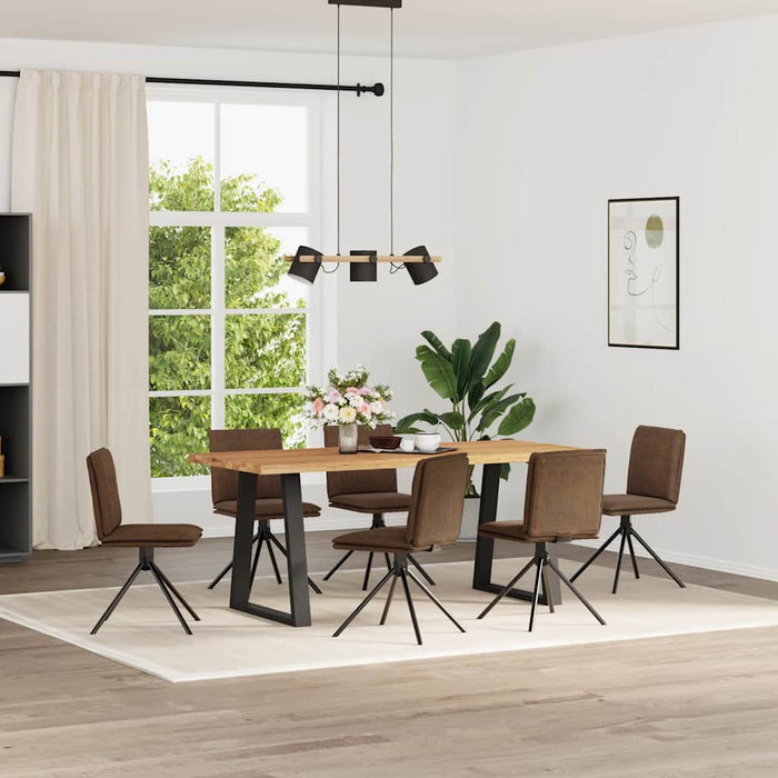 Sedie da Pranzo 6 pz Marroni in Similpelle Scamosciata