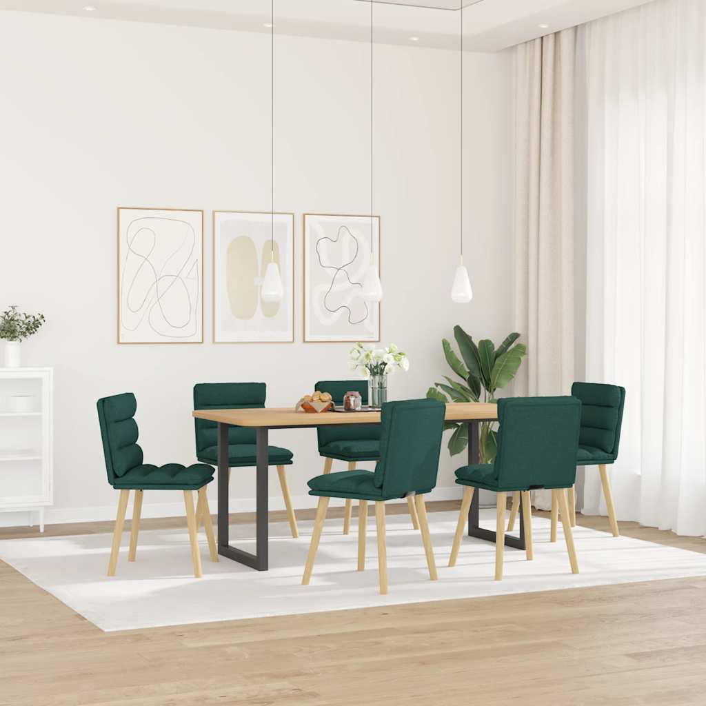 Sedie da Pranzo 6 pz Verde Scuro in Tessuto