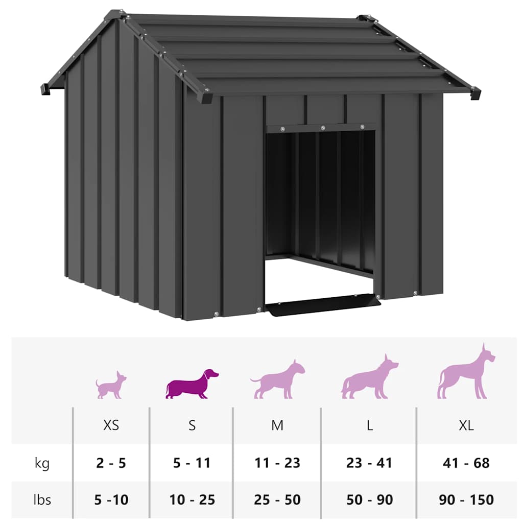 vidaXL Casetta per Cani con Tetto 85x107x81 cm Acciaio Zincato