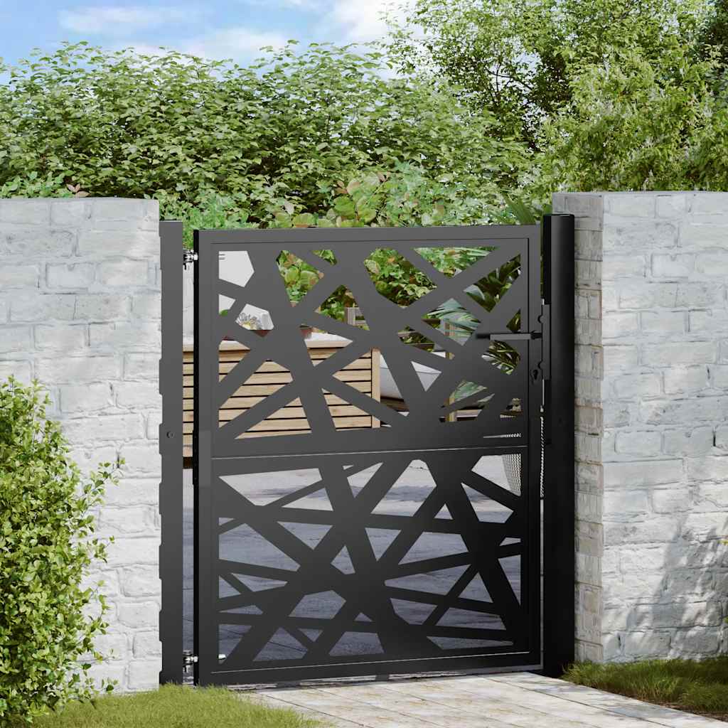 Cancello Giardino Nero 105x106 cm in Acciaio Design Leggero