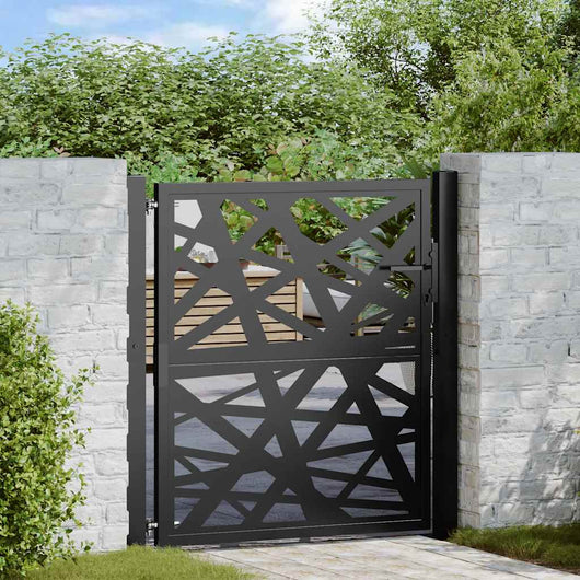 Cancello Giardino Nero 105x106 cm in Acciaio Design Leggero