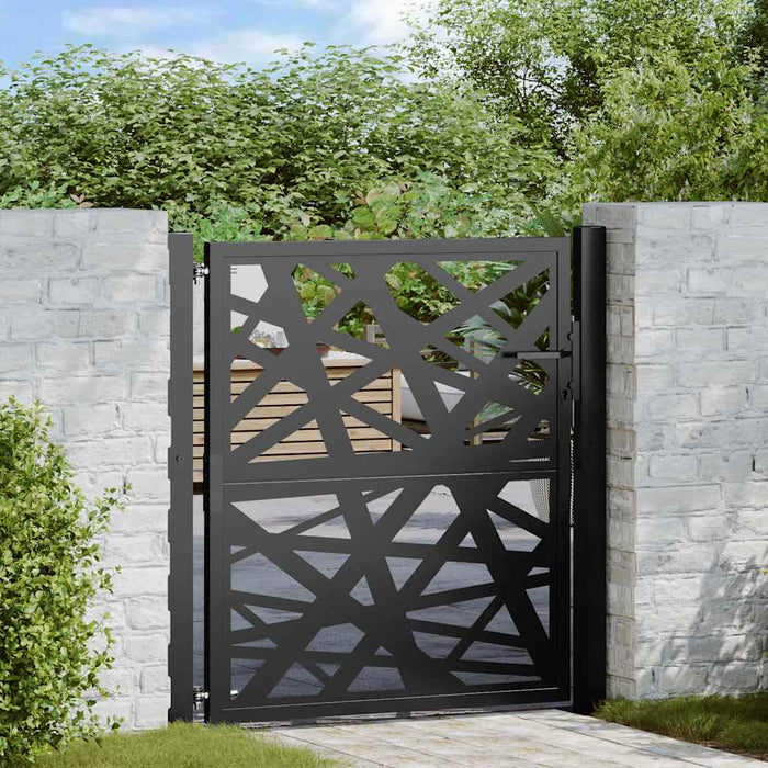 Cancello Giardino Nero 105x106 cm in Acciaio Design Leggero