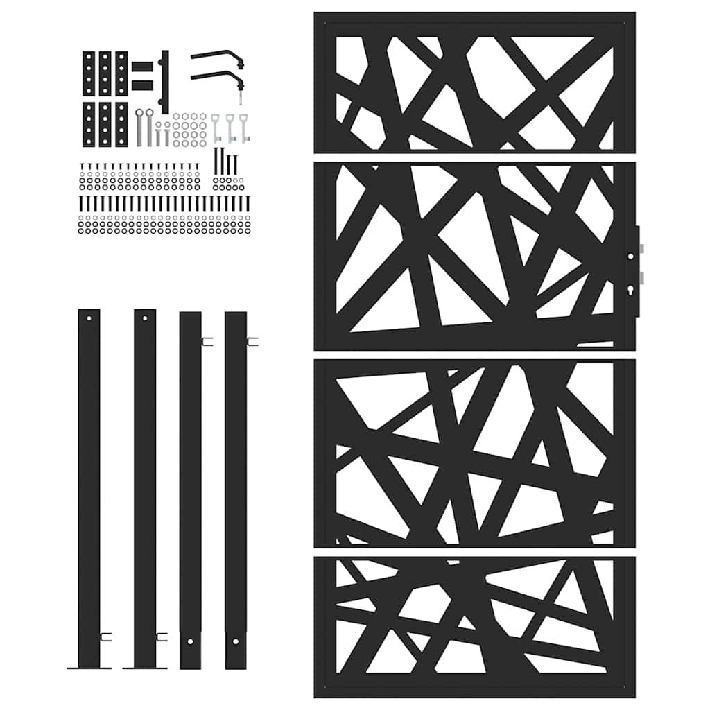 Cancello Giardino Nero 105x180 cm in Acciaio Design Leggero 4100952